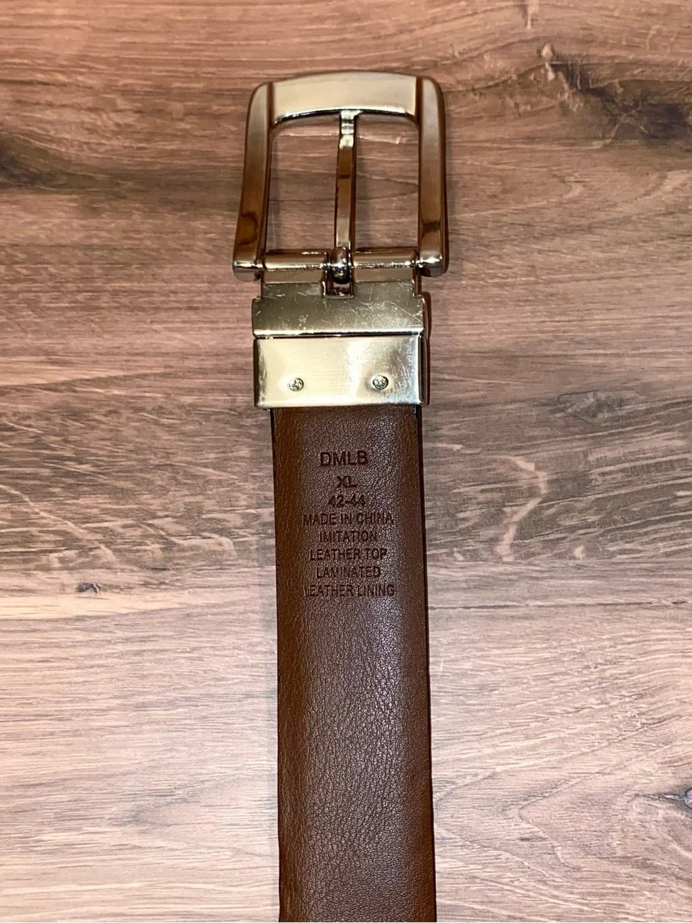 Men's Reversible Brown/Black Leather Belt with Silver Buckle XL 42-44